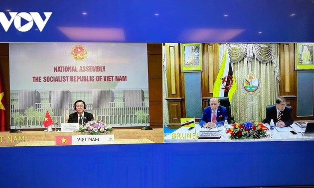 越南国会主席王庭惠与文莱立法会议长拉赫曼举行线上会谈