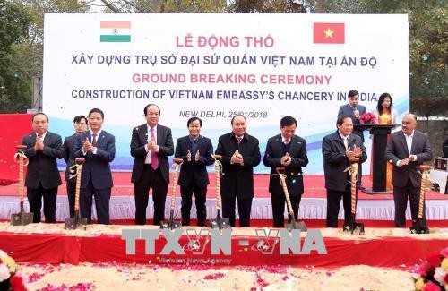  Le PM à la cérémonie de pose de la première pierre de l’ambassade du Vietnam en Inde
