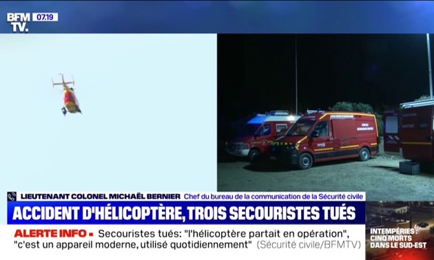 Intempéries en France : Cinq morts, dont trois secouristes tués dans un accident d’hélicoptère