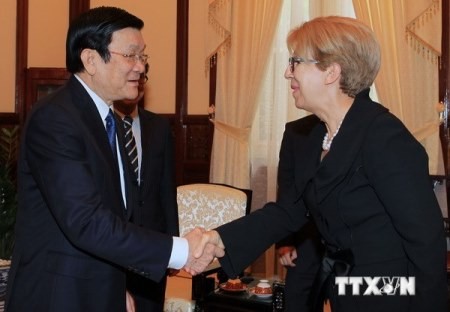 Staatspräsident Truong Tan Sang empfängt die griechische Botschafterin zum Ende ihrer Amtszeit