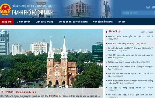 Die Website von Ho Chi Minh Stadt im Informationsportal der Regierung
