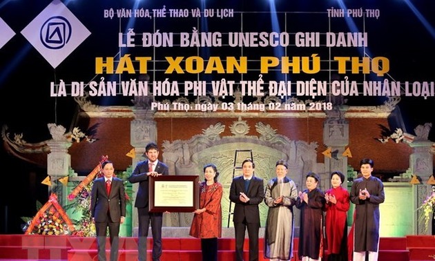 Urkunde für Xoan-Gesang in Phu Tho als immaterielles Kulturerbe der Menschheit ausgezeichnet