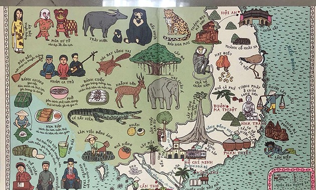 Die handgemalte Landkarte der beiden polnischen Autoren fasziniert vietnamesischen Leser