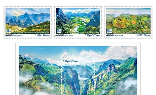 Publizierung der Briefmarken über drei globale Geoparks in Vietnam 