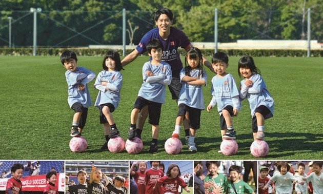 120 Kinder aus Japan und Vietnam nehmen am Uniqlo-Fußballtag teil