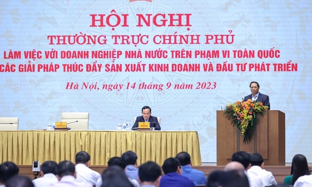 PM Pham Minh Chinh Pimpin Konferensi Mendorong Produksi dan Bisnis dari Badan Usaha Milik Negara