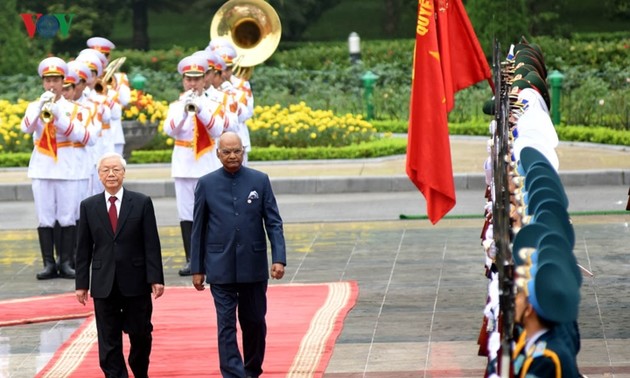 KPV-Generalsekretär, Staatspräsident Nguyen Phu Trong leitet Empfangszeremonie für Indiens Präsident