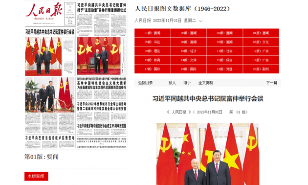 Chinas Medien berichten ausführlich über Aktivitäten des KPV-Generalsekretärs Nguyen Phu Trong