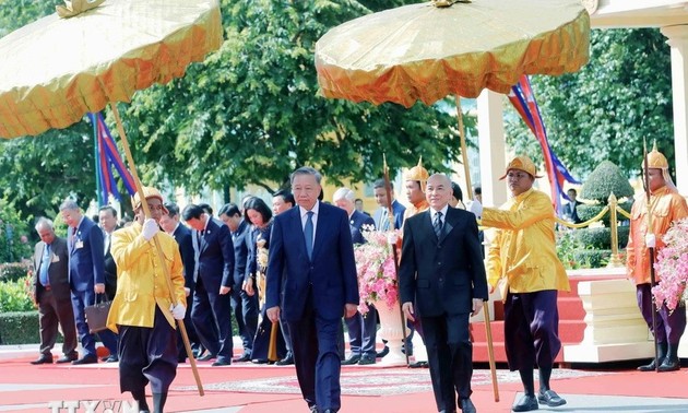 Staatspräsident To Lam führt Gespräch mit dem kambodschanischen König Norodom Sihamoni