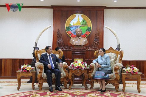 老挝国会主席巴妮会见越南国会副主席杜伯巳