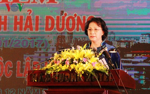 National Assembly Chairwoman attends 20th anniversary of Hai Duong province