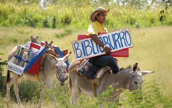 A library on a burro’s back