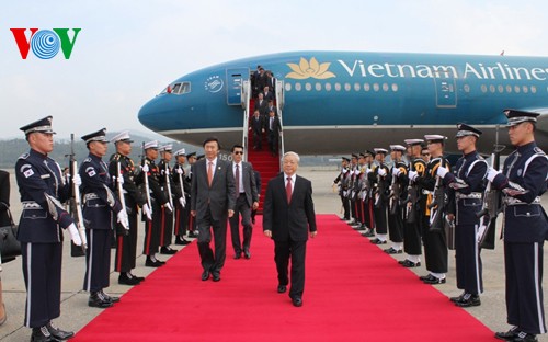 Le secrétaire général Nguyen Phu Trong est arrivé en République de Corée