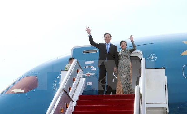 Le président Tran Dai Quang quitte le Brunei pour Singapour