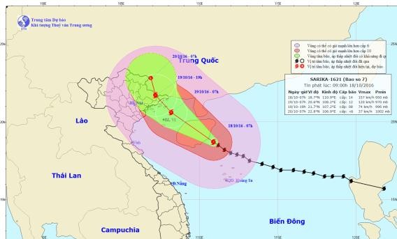 Le typhon Sarika frappera prochainement le Nord Est du Vietnam