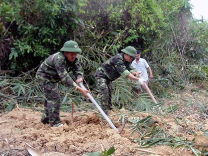 Tentara Perbatasan provinsi Nam Dinh bersama-sama membangun pedesaan baru