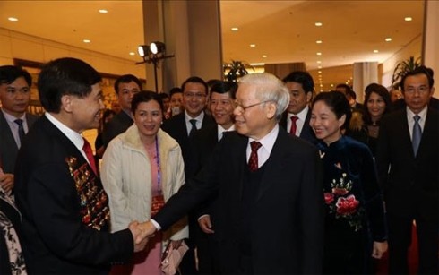 Sekjen, Presiden Nguyen Phu Trong menghadiri program Musim semi kampung halaman