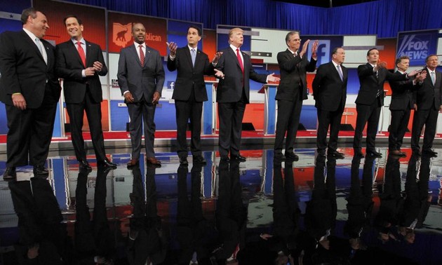 US Republican presidential candidates engage in first debate 