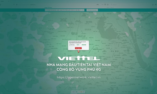 Compañía vietnamita Viettel publica áreas de cobertura de telefonía móvil 4G
