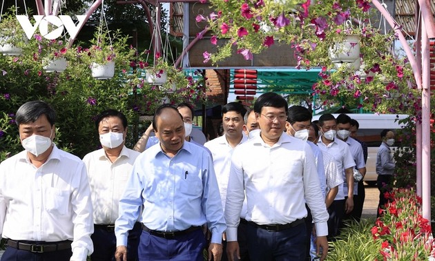 Presidente vietnamita visita modelos de economía agrícola de Dong Thap