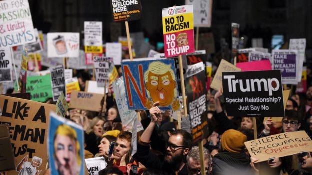 UK protests against Donald Trump's immigration ban