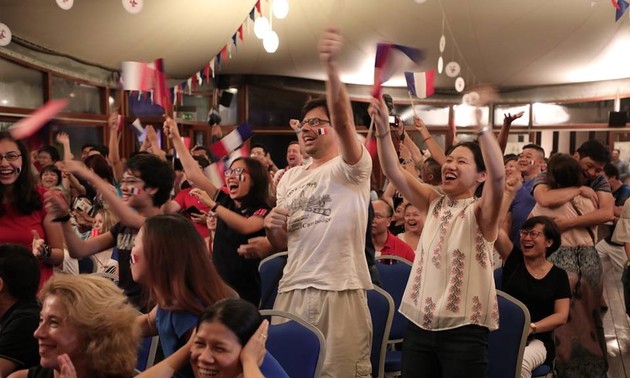 Vietnamese fans celebrate France’s World Cup win