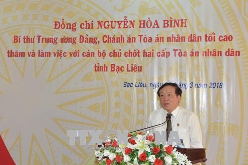 Le président de la Cour populaire suprême en déplacement à Bac Liêu