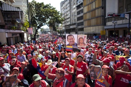 委内瑞拉人民游行集会，对查韦斯总统表示支持