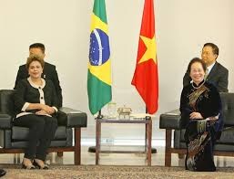 越南国家副主席阮氏缘会见巴西总统迪尔玛•罗塞夫