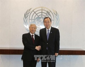 越共中央总书记阮富仲访问联合国总部会见联合国秘书长潘基文