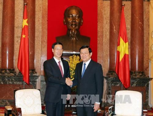 越南国家主席张晋创会见中国国务院副总理张高丽