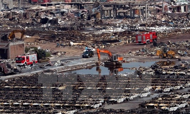 中国天津爆炸事故现场危险品已完成清理