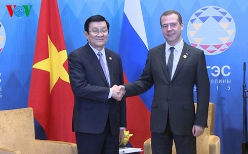 越南国家主席张晋创会见俄罗斯总理梅德韦杰夫