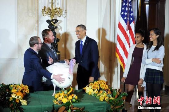奥巴马总统在感恩节前赦免火鸡
