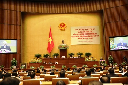 越南14届国会代表和2016至2021年各级人民议会代表选举工作部署会议在河内举行