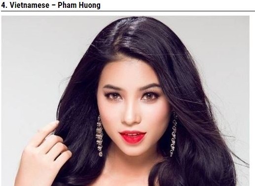 2015年越南环球小姐范香入选全球30位最美女性排行榜