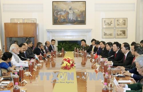 越南国家主席陈大光与印度总理莫迪举行会谈