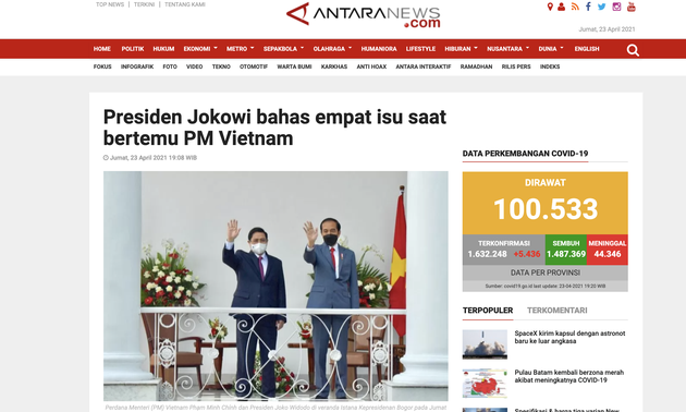 国际媒体：越南新领导班子将推动与印度尼西亚的建立战略伙伴关系