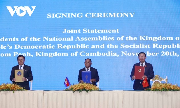 越老柬签署联合声明   一致同意定期举行国会高级会议