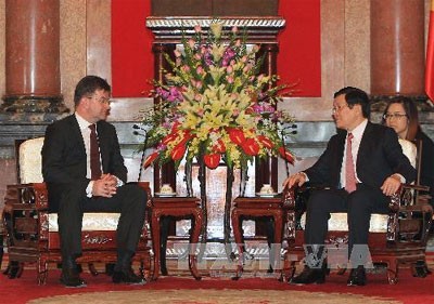 Presiden Truong Tan Sang menerima Deputi PM, Menlu Slovakia
