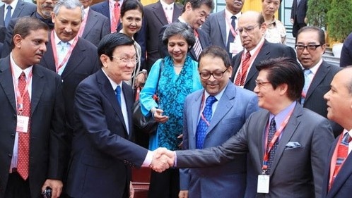 Staatspräsident Sang trifft Teilnehmer der AdAsia