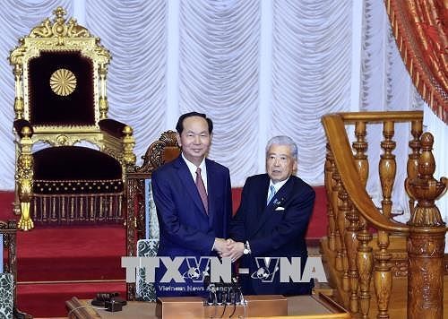 Staatspräsident Tran Dai Quang trifft den Chef des japanischen Unterhauses Tadamori Oshima