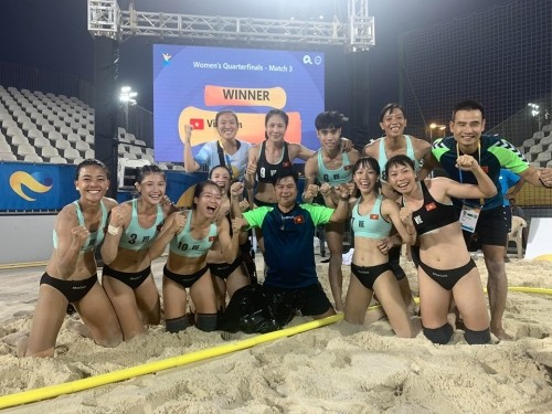 Die weibliche Beachhandball-Mannschaft Vietnams steht im Halbfinale bei World Beach Games 2019