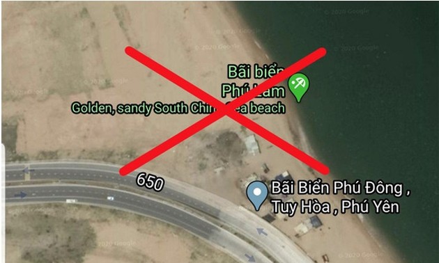 Gegen falsche Informationen in Google Maps über Strand in der Stadt Tuy Hoa protestieren
