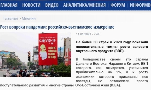 Online-Zeitung Russlands ist beeindruckt von Errungenschaften Vietnams in Wirtschaft und Außenangelegenheiten