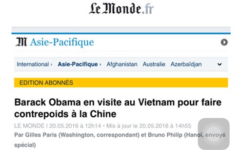 外国媒体纷纷报道奥巴马访越