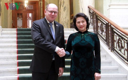 越南国会主席阮氏金银与瑞典议会议长阿林举行会谈