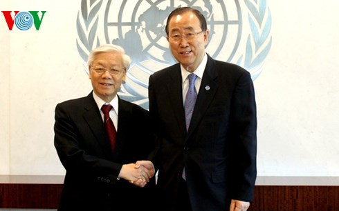 KPV-Generalsekretär Nguyen Phu Trong trifft UN-Generalsekretär Ban Ki-moon