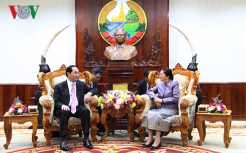 Staatspräsident Tran Dai Quang trifft hochrangige laotische Politiker