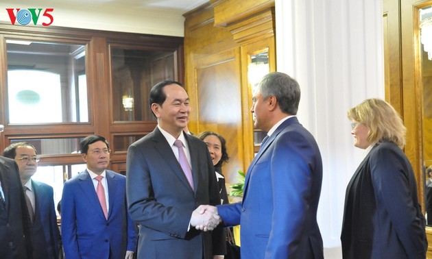 Staatspräsident Tran Dai Quang führt Gespräch mit Präsident der russischen Duma Volodin